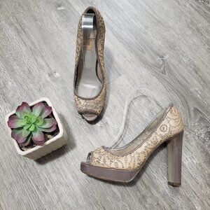 Valentino Laser Cut Leather Mesh Pumps 39.5